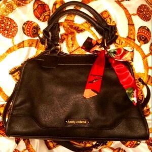 KATHY IRELAND Black Satchel! Beautiful Detailing! 4 Pockets!